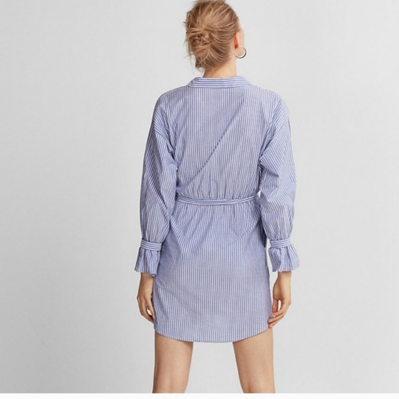 Express Striped Cotton Wrap Dress - Picture 2 of 6